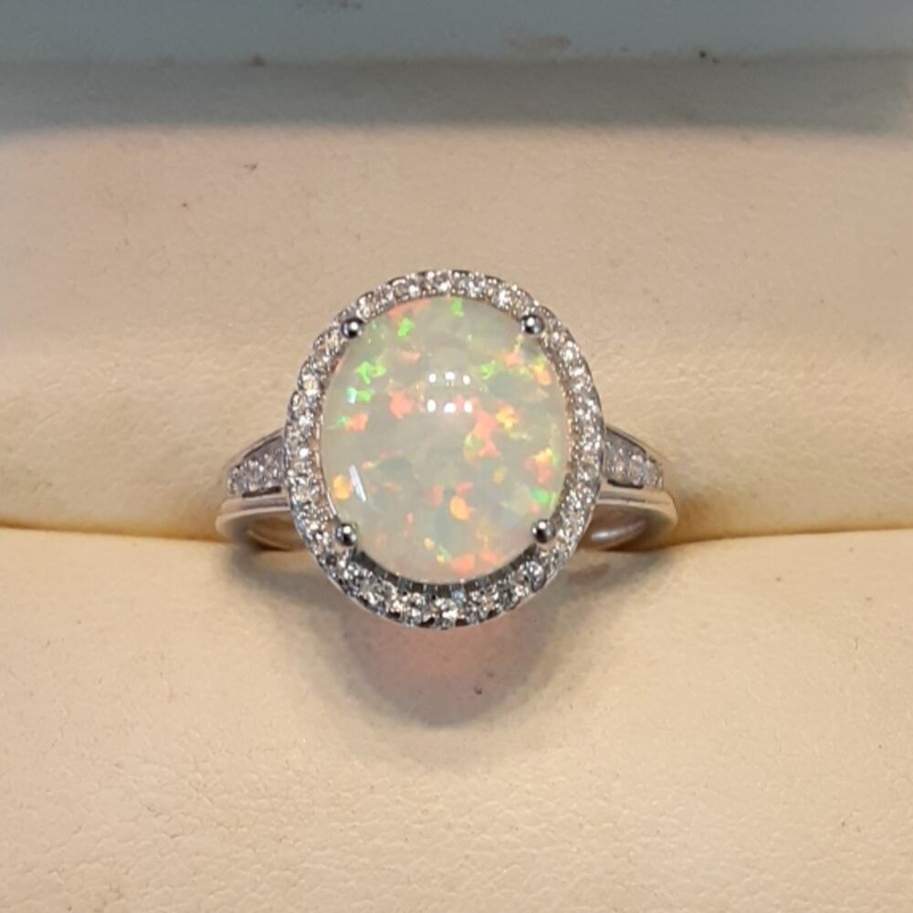 3.50ctw Lab Created Opal Platinum/925 - Picture 5 of 8